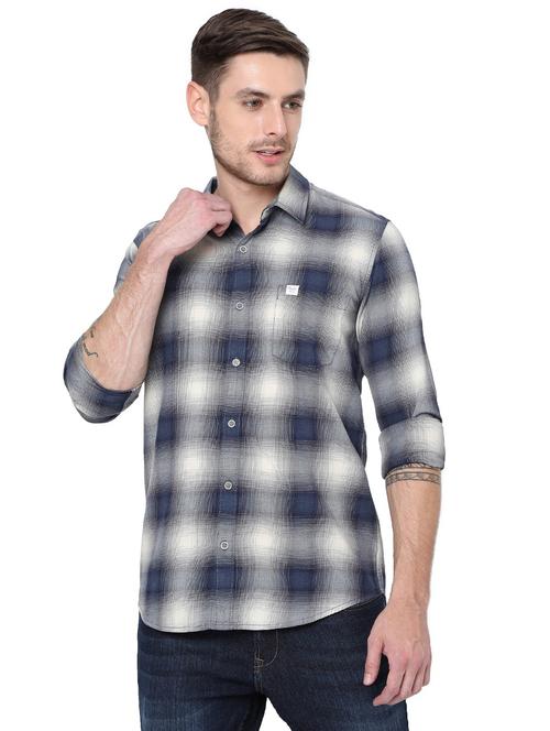 blue cotton casual shirt - 19088407 - Very Small Image - 1