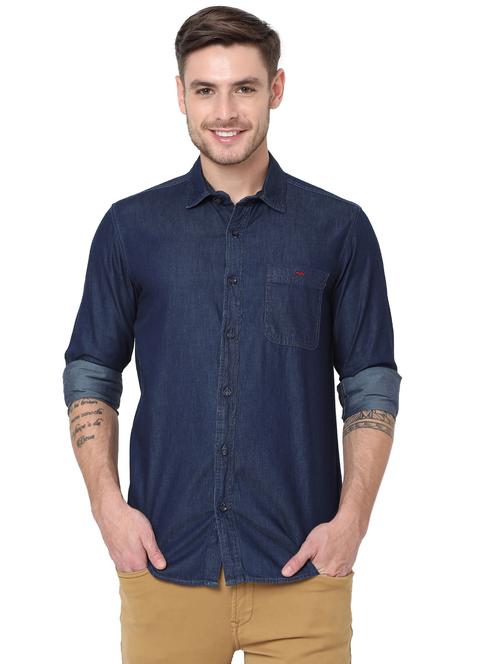 blue cotton casual shirt - 19088458 - Very Small Image - 1