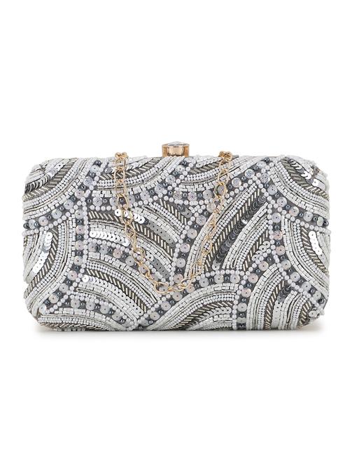 grey faux silk box clutch - 19088657 - Very Small Image - 1