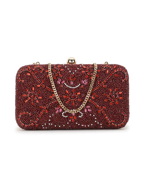 maroon faux silk box clutch - 19088676 - Very Small Image - 1
