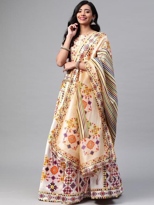 multi colored zari work flared lehenga - 19088934 - Very Small Image - 1