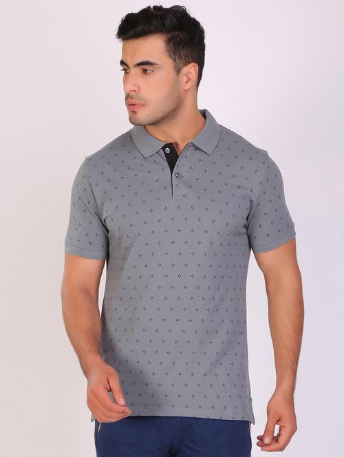 grey printed polo t-shirt - 19090296 - Very Small Image - 1