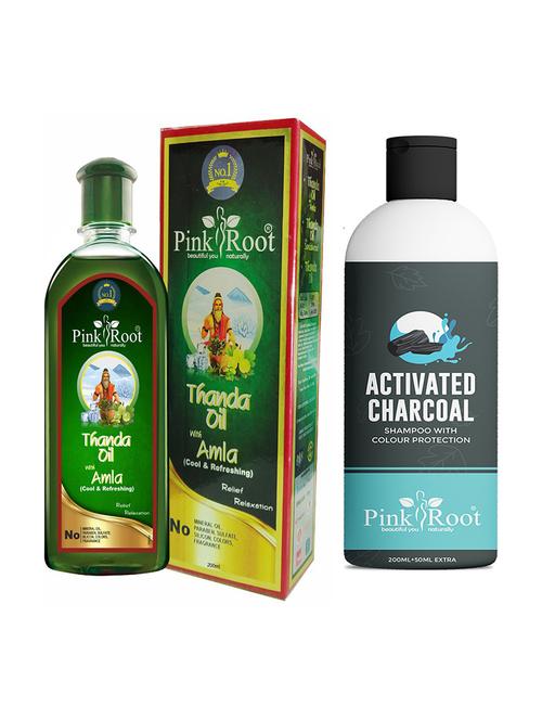 thanda oil amla 200ml with activated charcoal shampoo 200ml - 19091538 - Very Small Image - 1