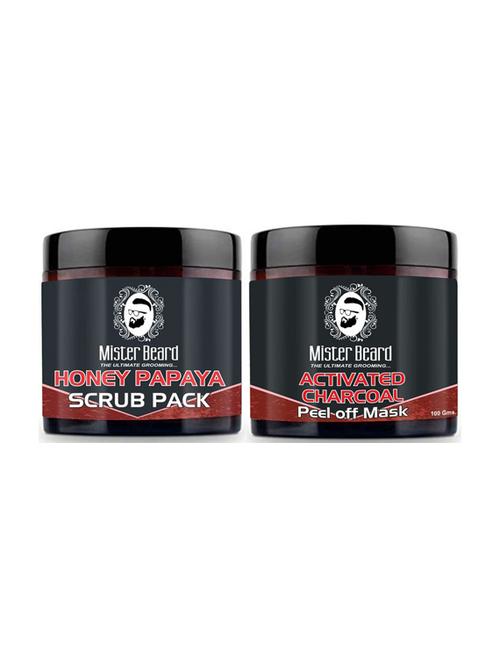 honey papaya scrub 100gm with activated charcoal peel off mask 100gm - 19091712 - Very Small Image - 1