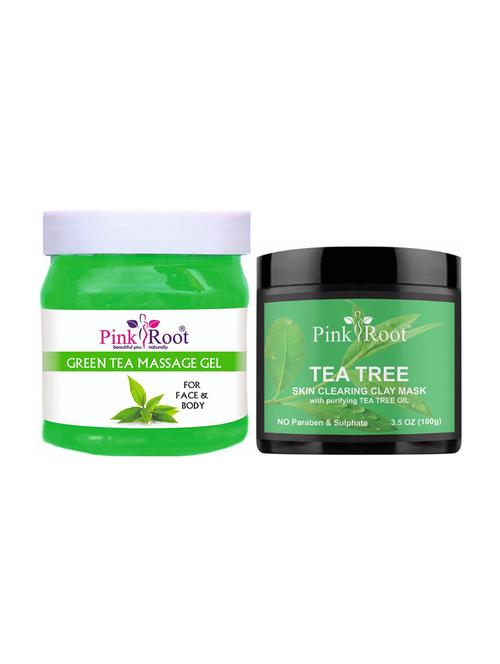 green tea massage gel 500ml with tea tree mask 100gm - 19091840 - Very Small Image - 1