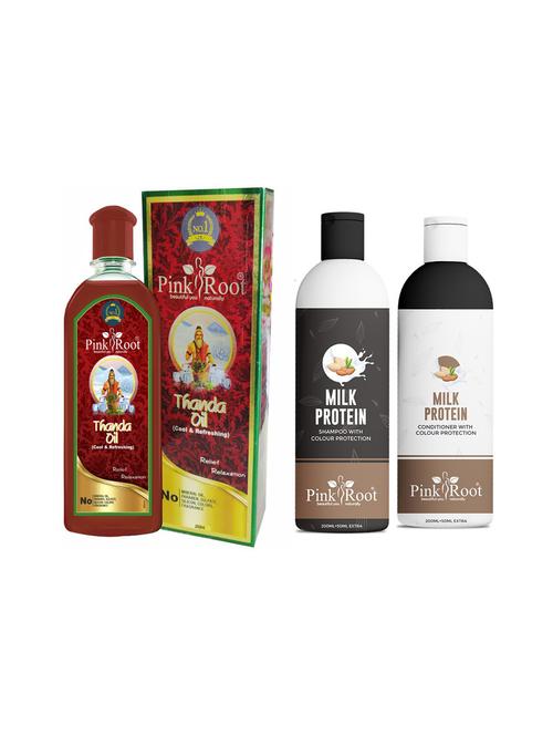 thanda oil 200ml, milk protein shampoo 200ml with conditioner 200ml - 19096467 - Very Small Image - 1
