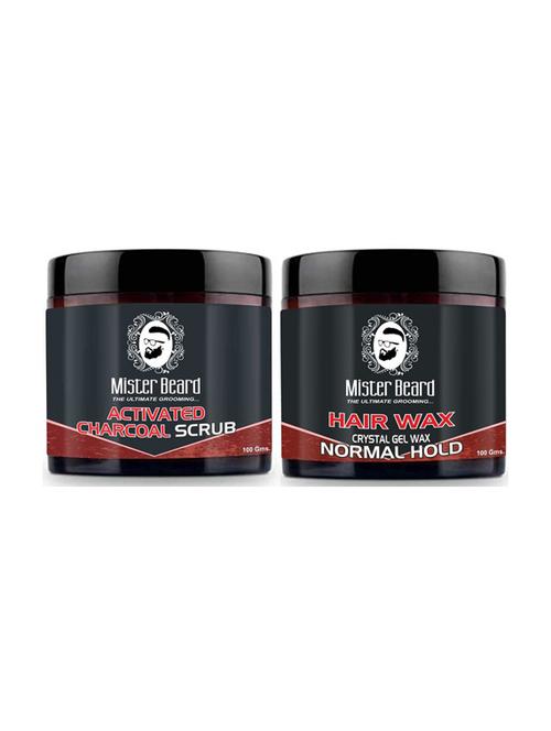 activated charcoal scrub 100gm with hair wax crystal gel wax normal hold 100gm - 19097226 - Very Small Image - 1