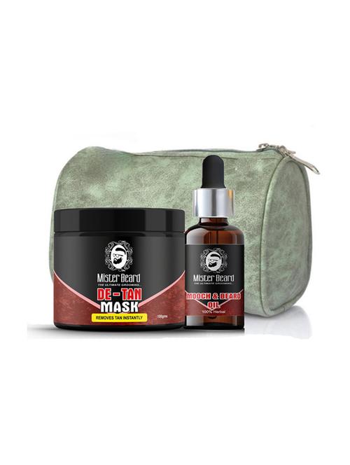 de-tan mask 100gm, mooch & beard oil 35ml with bag - 19097508 - Very Small Image - 1