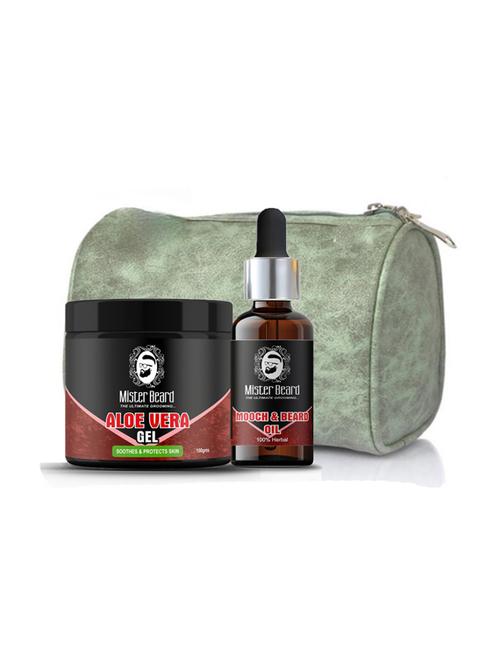aloevera gel 100gm, mooch & beard oil 35ml with bag - 19097551 - Very Small Image - 1