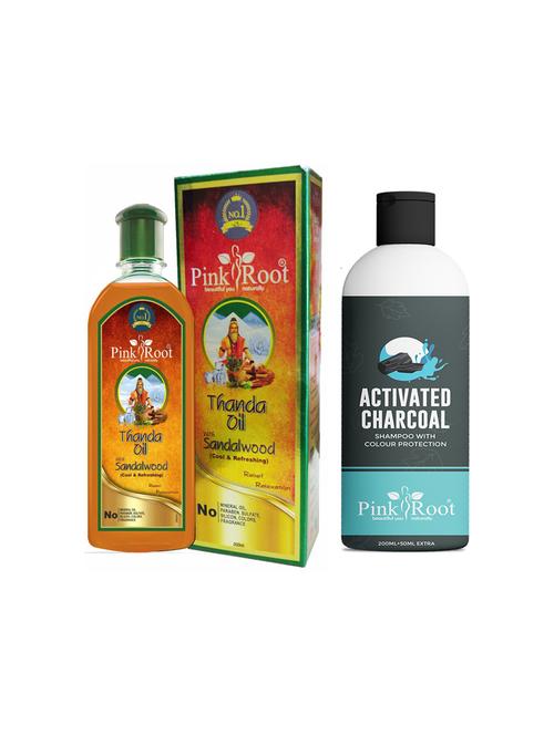 thanda oil sandalwood 200ml with activated charcoal shampoo 200ml - 19098843 - Very Small Image - 1