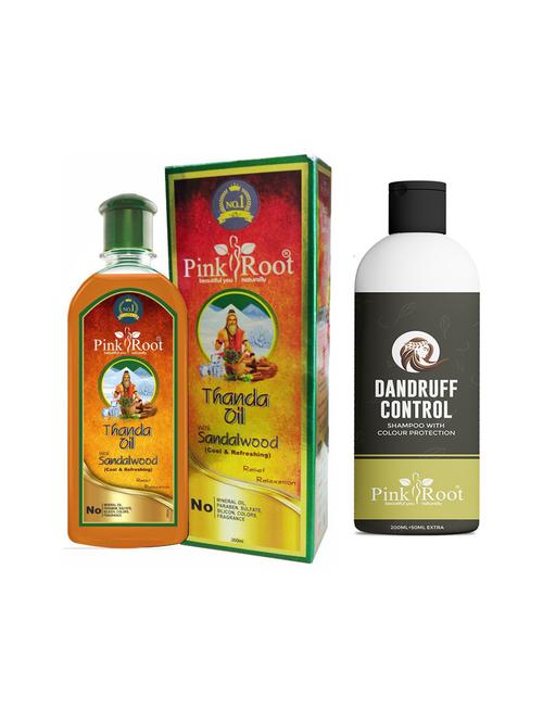 thanda oil sandalwood 200ml with dandruff control shampoo 200ml - 19099093 - Very Small Image - 1