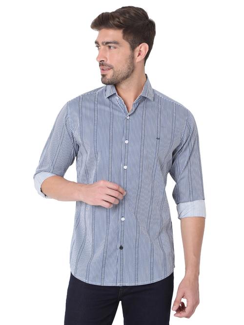 blue cotton casual shirt - 19100182 - Very Small Image - 1