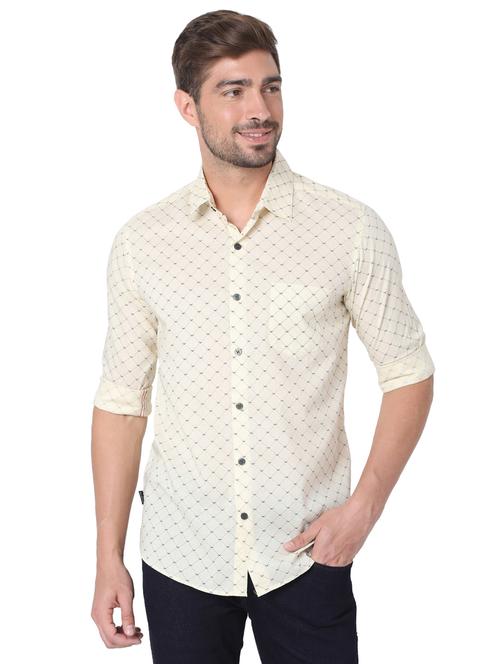 yellow cotton casual shirt - 19100206 - Very Small Image - 1