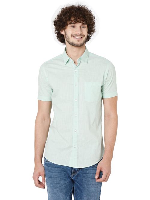green cotton casual shirt - 19100305 - Very Small Image - 1