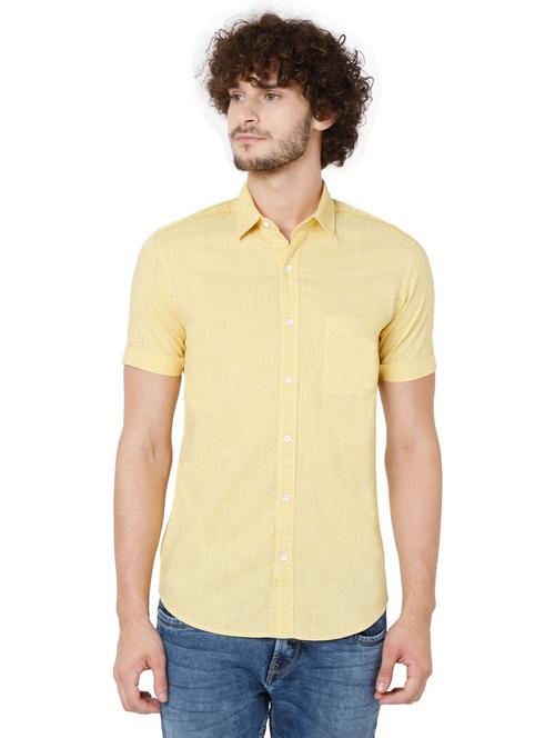 yellow cotton casual shirt - 19100306 - Very Small Image - 1