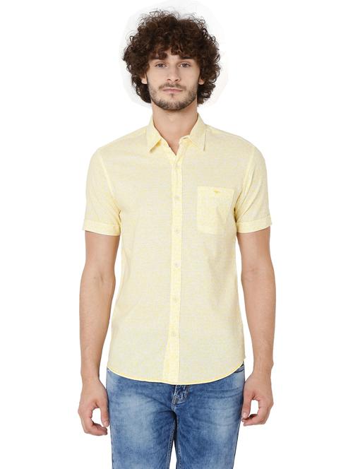yellow cotton casual shirt - 19100309 - Very Small Image - 1