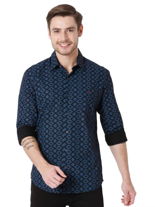 blue printed long sleeve shirt - 19100336 - Very Small Image - 1