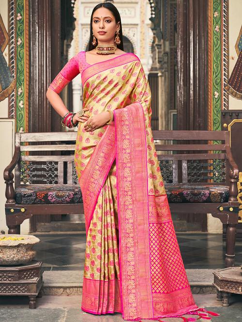 pink silk saree - 19100572 - Very Small Image - 1