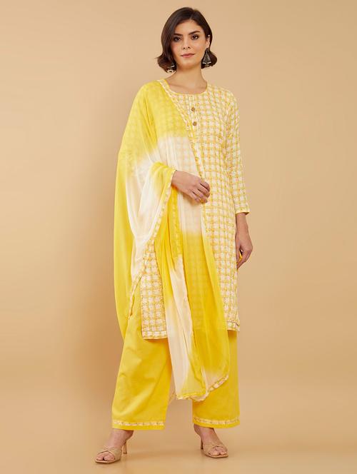 yellow printed suit set - 19101369 - Very Small Image - 1