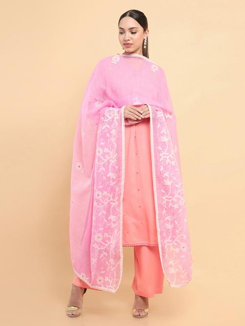 pink polyester dupatta - 19101388 - Very Small Image - 1