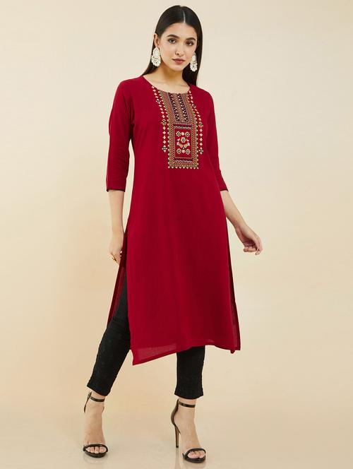 women's straight kurta - 19101460 - Very Small Image - 1