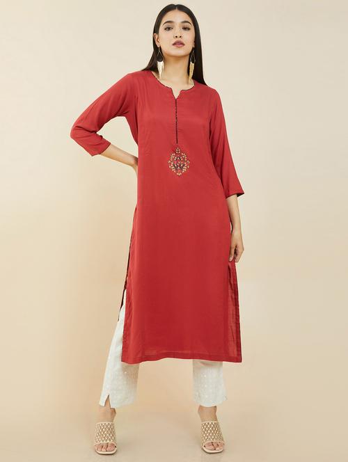 women's straight kurta - 19101471 - Very Small Image - 1