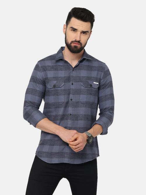 grey cotton casual shirt - 19101515 - Very Small Image - 1