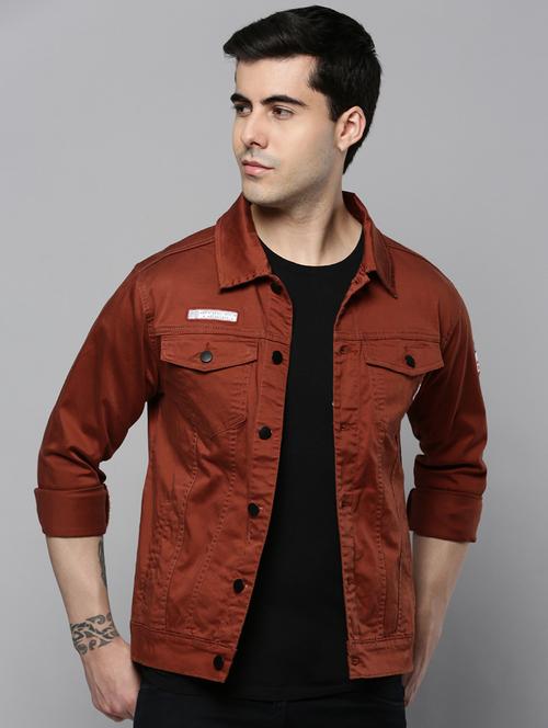 orange solid casual jacket - 19101581 - Very Small Image - 1