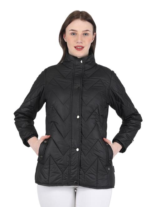high neck quilted solid jacket - 19102116 - Very Small Image - 1