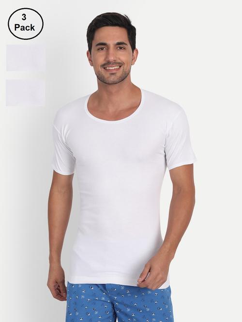 men solid white vests combo - 19109213 - Very Small Image - 1