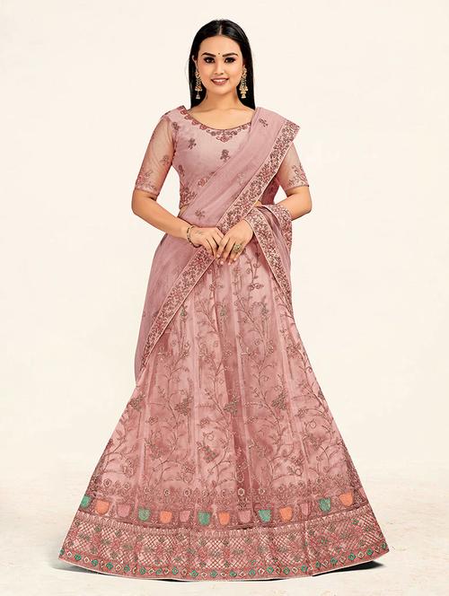 purple zari work detailed flared lehenga - 19110397 - Very Small Image - 1