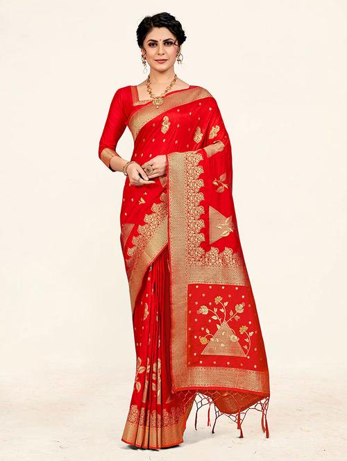 self design woven saree with blouse - 19110696 - Very Small Image - 1