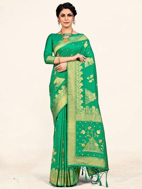 self design woven saree with blouse - 19110697 - Very Small Image - 1