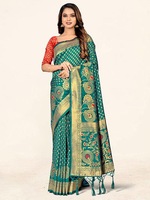 self design woven saree - 19110708 - Very Small Image - 1