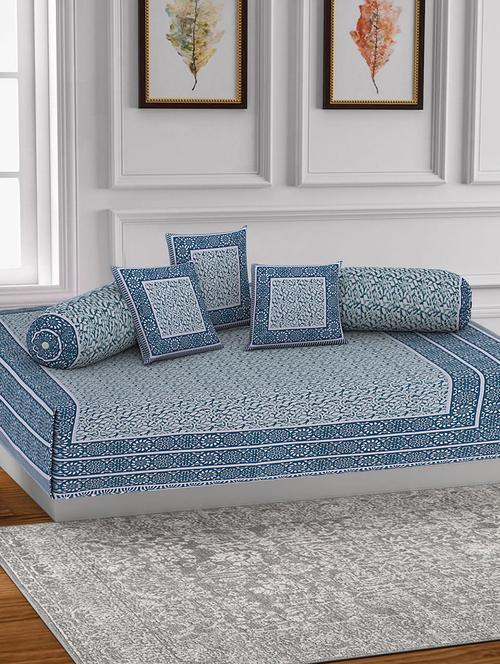 pure cotton jaipuri traditional pattern diwan set set of 6 pcs - 19110804 - Very Small Image - 1