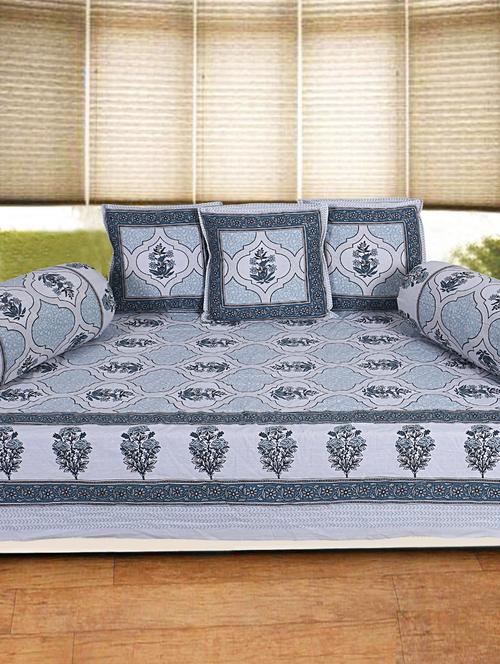 pure cotton jaipuri traditional pattern diwan set set of 6 pcs - 19110807 - Very Small Image - 1