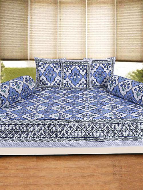 pure cotton jaipuri traditional pattern diwan set set of 6 pcs - 19110809 - Very Small Image - 1