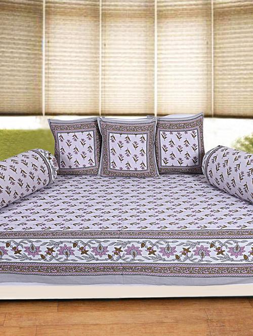 pure cotton jaipuri traditional pattern diwan set set of 6 pcs - 19110810 - Very Small Image - 1