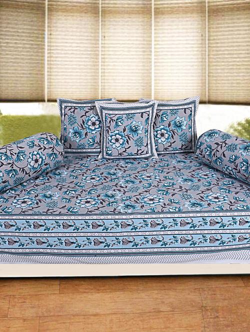 pure cotton jaipuri traditional pattern diwan set set of 6 pcs - 19110812 - Very Small Image - 1