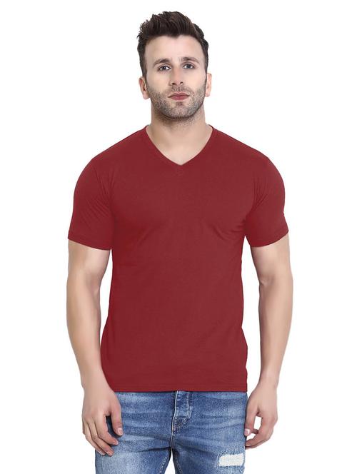 v neck solid t-shirt - 19111687 - Very Small Image - 1