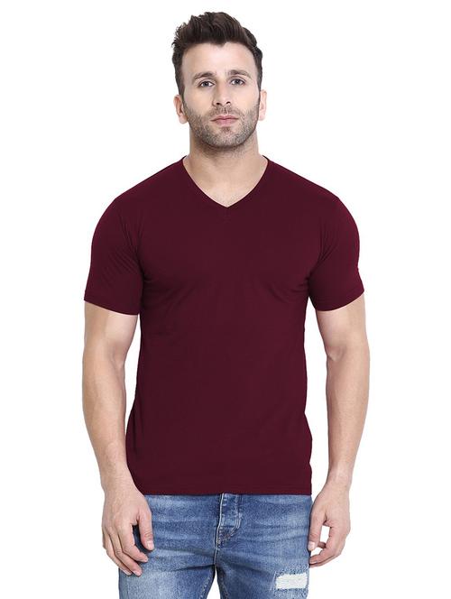 v neck solid t-shirt - 19111692 - Very Small Image - 1