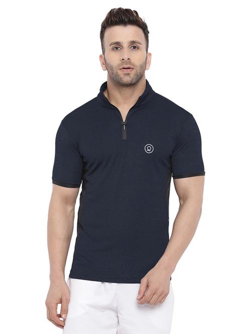 mandarin neck solid t-shirt - 19112054 - Very Small Image - 1