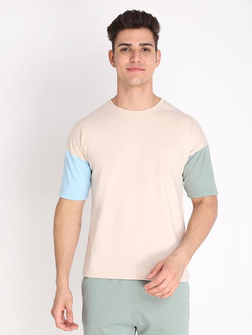 round neck color blocked t-shirt - 19112221 - Very Small Image - 1