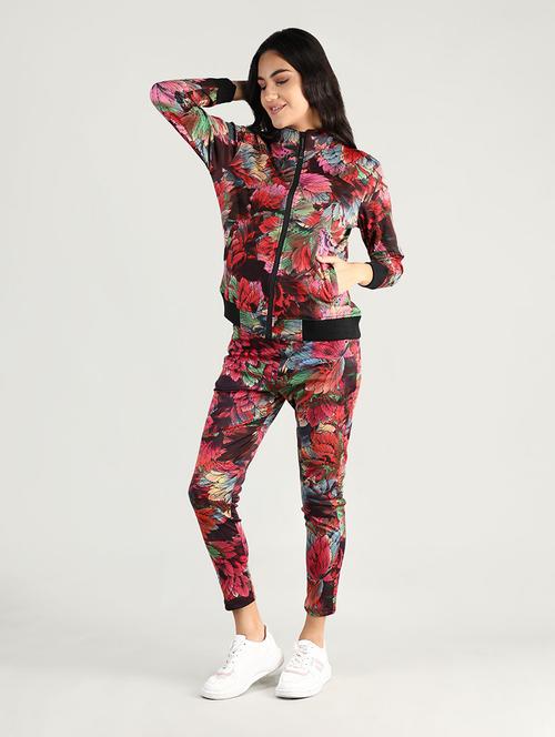 stand collar printed active wear set - 19114122 - Very Small Image - 1