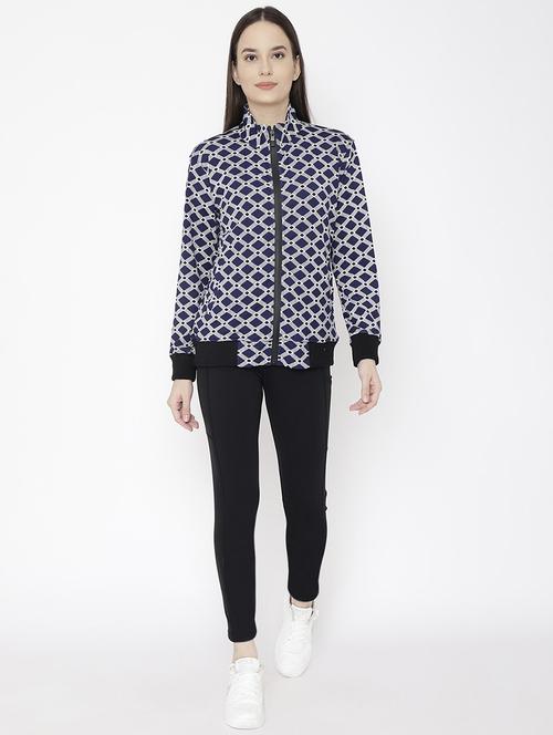 stand collar printed active wear set - 19114128 - Very Small Image - 1