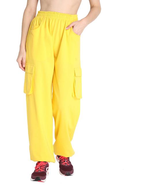 yellow mid rise track pant - 19115106 - Very Small Image - 1