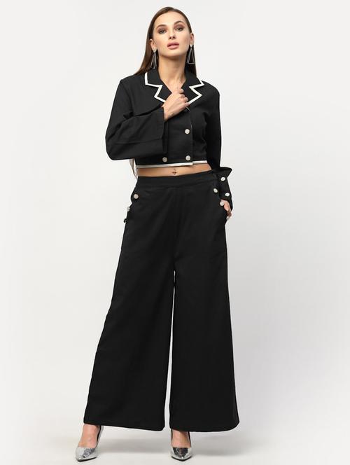 black solid top and trouser set - 19115572 - Very Small Image - 1