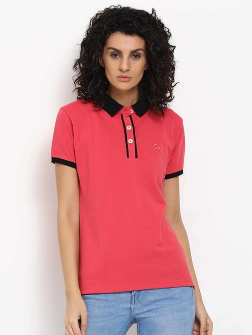 pink cotton polo t-shirt - 19116064 - Very Small Image - 1