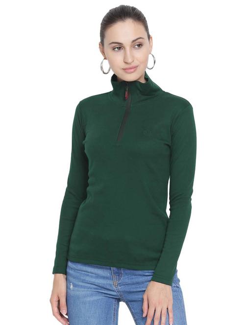 green solid full sleeve t-shirt - 19116072 - Very Small Image - 1