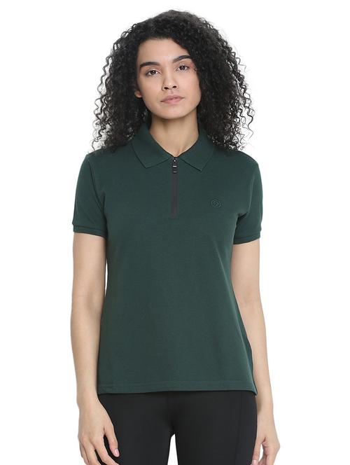 green solid polo neck t-shirt - 19116094 - Very Small Image - 1